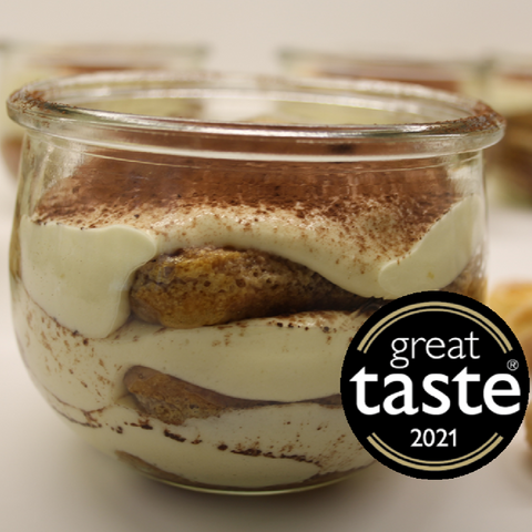 Ambra's Kitchen Great Taste Award Winning Tiramisu'. A deliciously creamy mascarpone  and a rich in flavour coffee make this possibly the best Tiramisu; you ever tried.